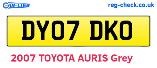 DY07DKO are the vehicle registration plates.