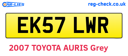 EK57LWR are the vehicle registration plates.