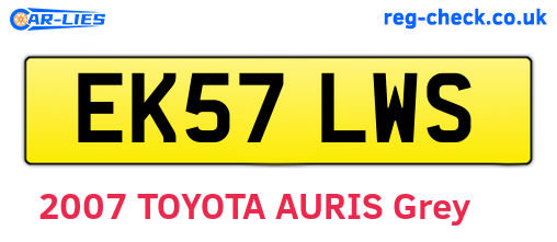 EK57LWS are the vehicle registration plates.