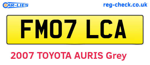 FM07LCA are the vehicle registration plates.