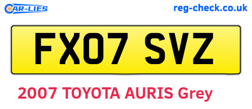 FX07SVZ are the vehicle registration plates.