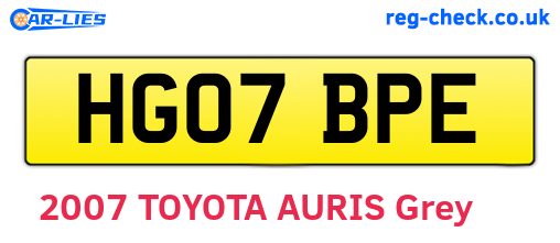 HG07BPE are the vehicle registration plates.