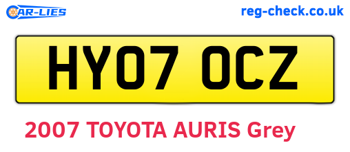 HY07OCZ are the vehicle registration plates.