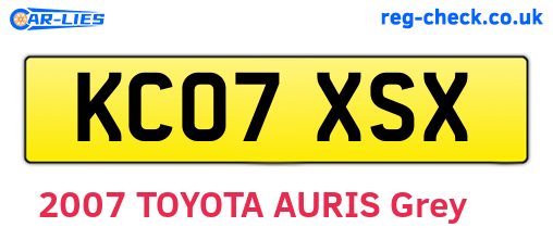 KC07XSX are the vehicle registration plates.