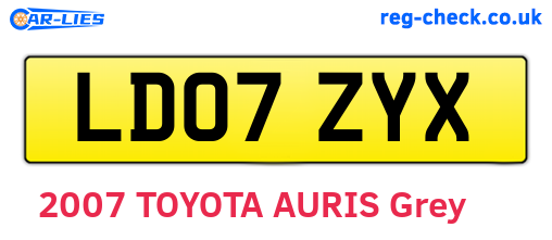 LD07ZYX are the vehicle registration plates.