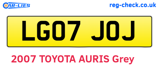 LG07JOJ are the vehicle registration plates.