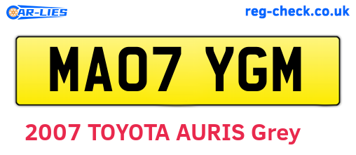 MA07YGM are the vehicle registration plates.
