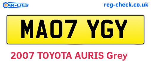 MA07YGY are the vehicle registration plates.
