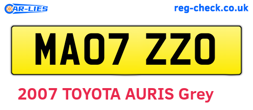 MA07ZZO are the vehicle registration plates.