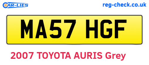 MA57HGF are the vehicle registration plates.