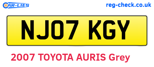 NJ07KGY are the vehicle registration plates.