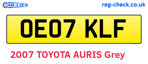 OE07KLF are the vehicle registration plates.