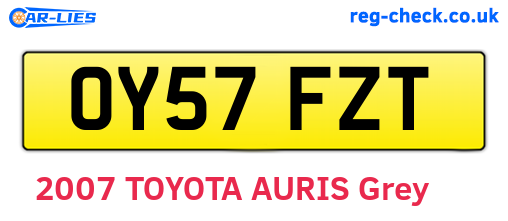 OY57FZT are the vehicle registration plates.