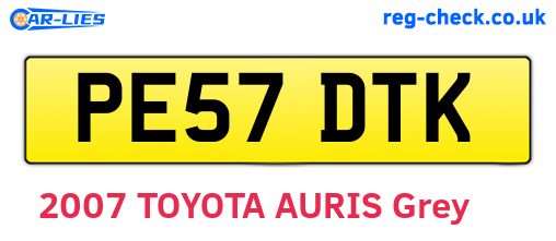 PE57DTK are the vehicle registration plates.