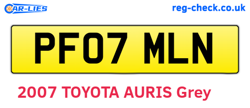 PF07MLN are the vehicle registration plates.