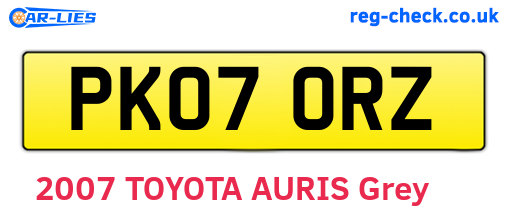 PK07ORZ are the vehicle registration plates.