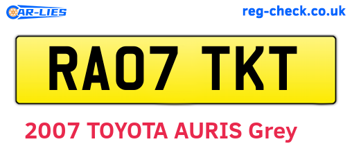 RA07TKT are the vehicle registration plates.