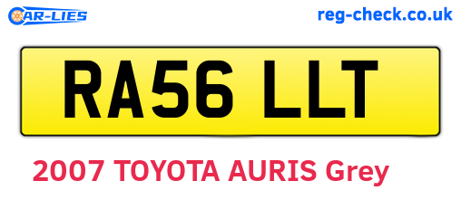 RA56LLT are the vehicle registration plates.