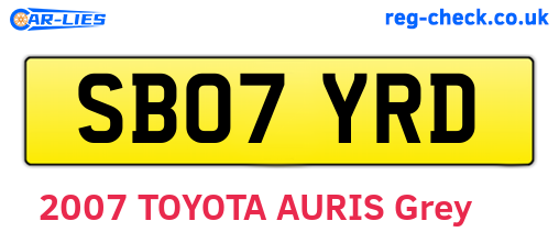 SB07YRD are the vehicle registration plates.