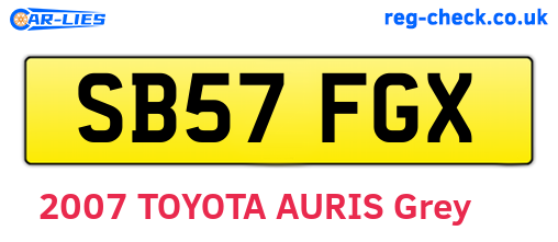 SB57FGX are the vehicle registration plates.