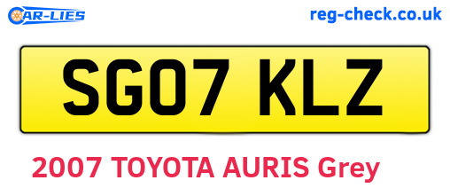 SG07KLZ are the vehicle registration plates.