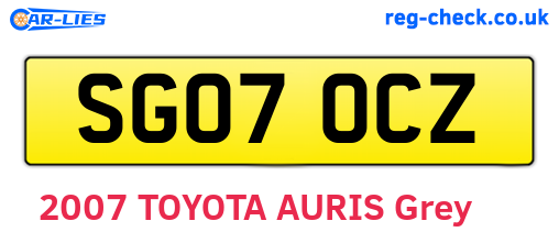 SG07OCZ are the vehicle registration plates.