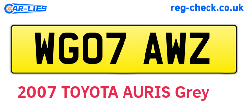 WG07AWZ are the vehicle registration plates.