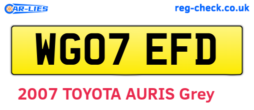 WG07EFD are the vehicle registration plates.