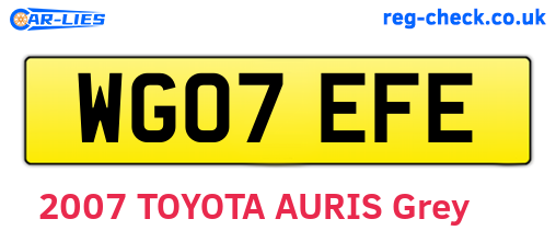 WG07EFE are the vehicle registration plates.