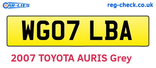 WG07LBA are the vehicle registration plates.