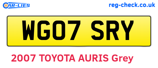 WG07SRY are the vehicle registration plates.
