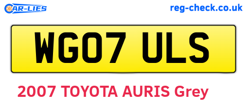 WG07ULS are the vehicle registration plates.