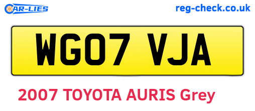 WG07VJA are the vehicle registration plates.