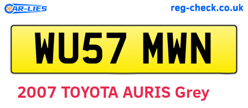 WU57MWN are the vehicle registration plates.