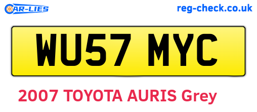 WU57MYC are the vehicle registration plates.
