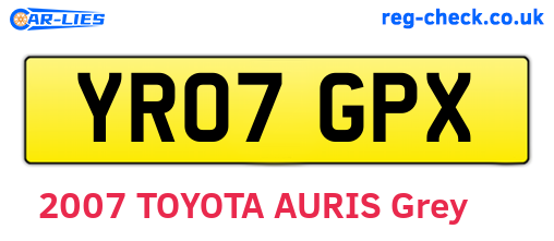 YR07GPX are the vehicle registration plates.