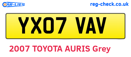 YX07VAV are the vehicle registration plates.