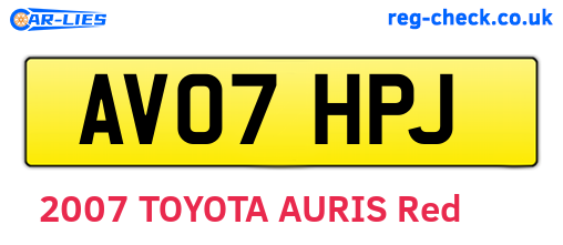 AV07HPJ are the vehicle registration plates.
