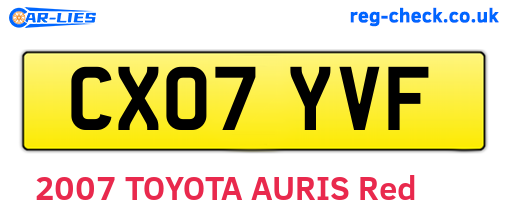 CX07YVF are the vehicle registration plates.