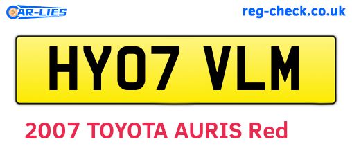 HY07VLM are the vehicle registration plates.