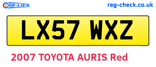 LX57WXZ are the vehicle registration plates.