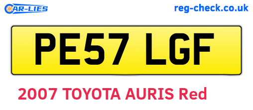PE57LGF are the vehicle registration plates.