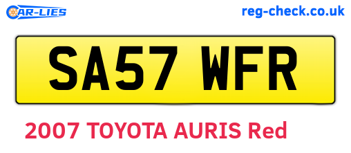 SA57WFR are the vehicle registration plates.