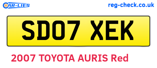 SD07XEK are the vehicle registration plates.
