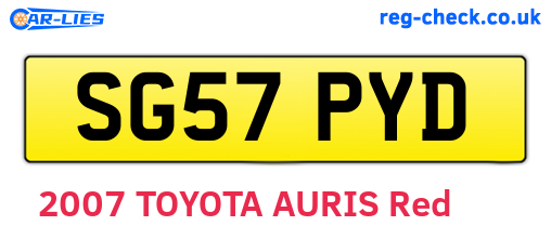 SG57PYD are the vehicle registration plates.
