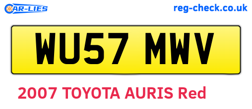 WU57MWV are the vehicle registration plates.