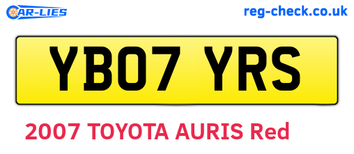 YB07YRS are the vehicle registration plates.