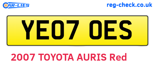 YE07OES are the vehicle registration plates.