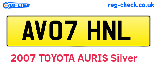 AV07HNL are the vehicle registration plates.