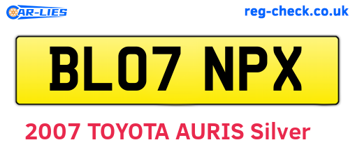 BL07NPX are the vehicle registration plates.